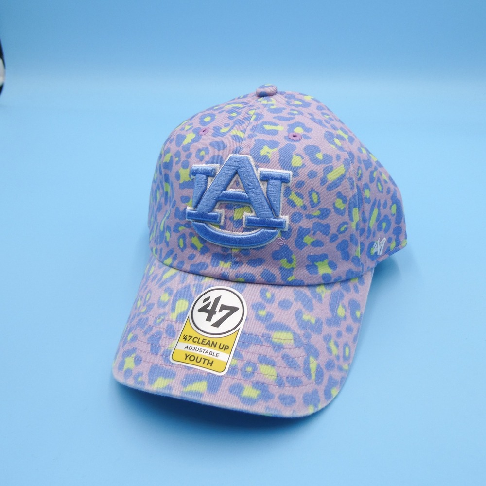 '47 Clean Up Hat Youth Auburn‎ Tigers Purple Blue Leopard Print Adjustable Cap